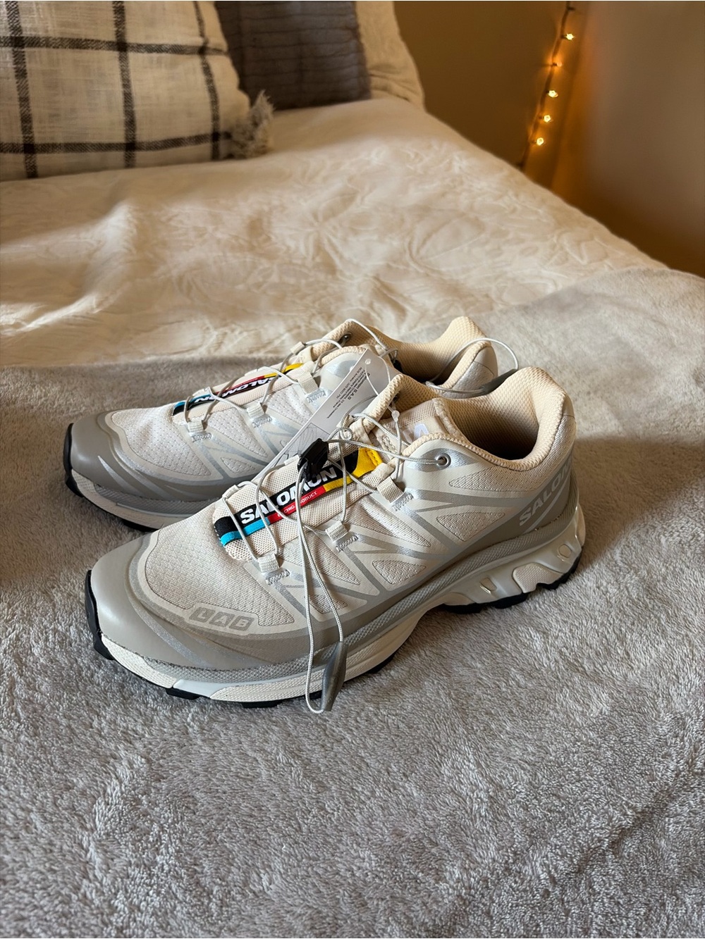 Salomon Beige Trail Shoes with Color Accent